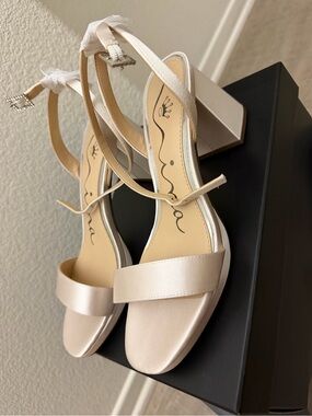 Nina Satin Block Heel Sandals
